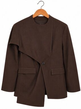 Muse Collection Brown Blazer with Built-In Scarf Wrap | S/M | NWT